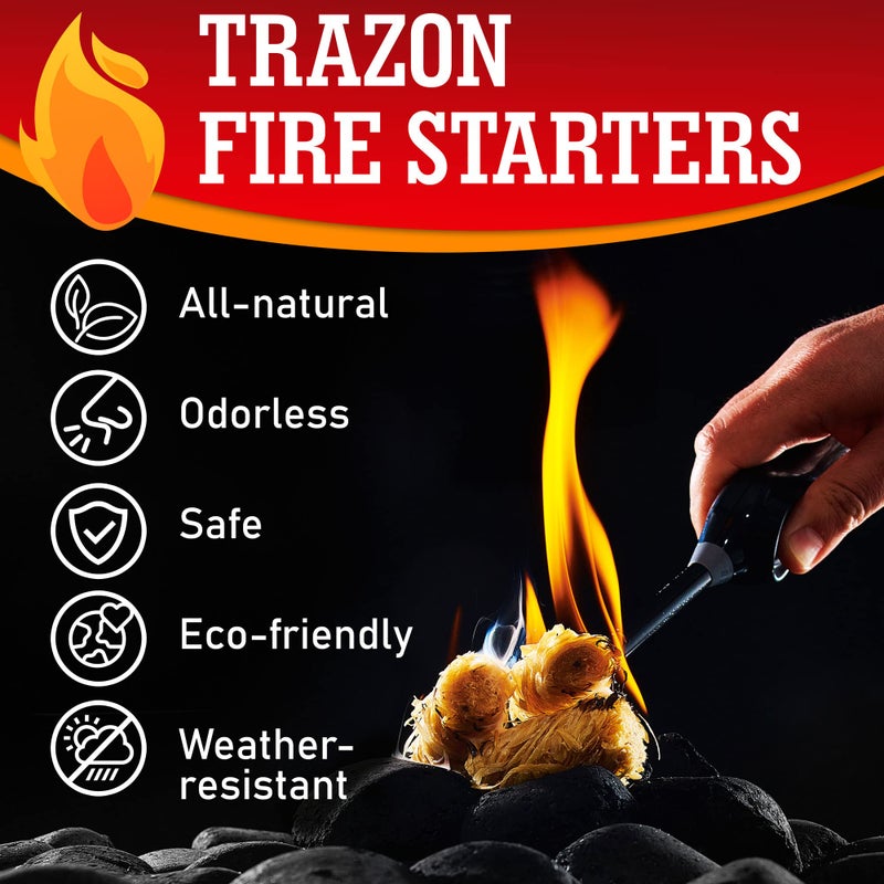 Trazon Fire Starters for Indoor Fireplace  Campfires  Wood Stove  Grill  Charcoal Chimney  Fire Pit  BBQ Accessories - Charcoal Starter  Fatwood Fire Starter Sticks - Firestarter - Image 4